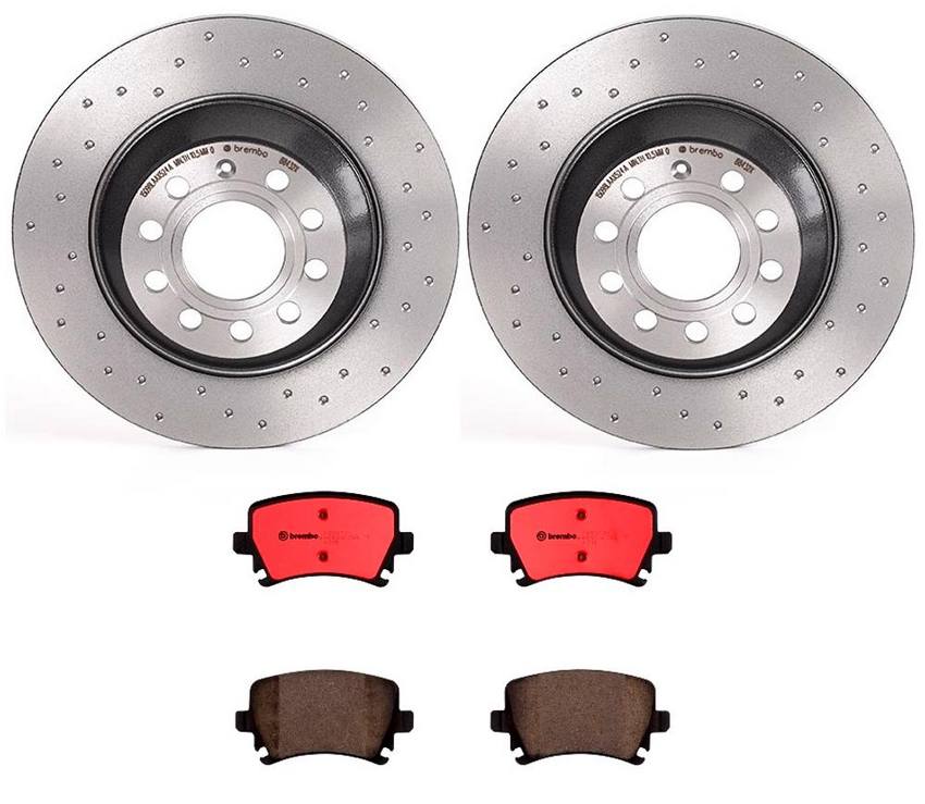 Audi Brembo Brake Kit - Pads and Rotors Rear (302mm) (Xtra) (Ceramic) 8E0698451J - Brembo 2657521KIT